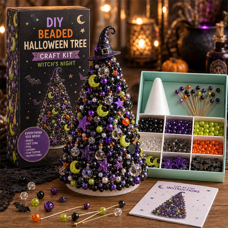 🎃✨ DIY Beaded Halloween Tree Craft Kit 👻🧵
