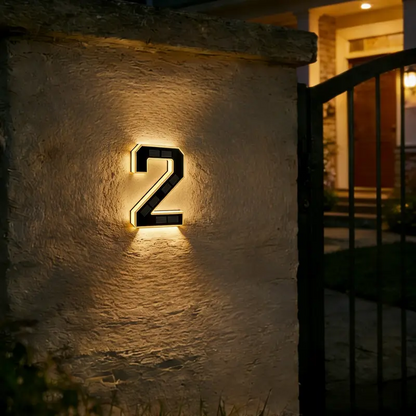 Solar Lighted House Numbers 9 Inch Waterproof LED Address Signs for Outside Modern House Numbers