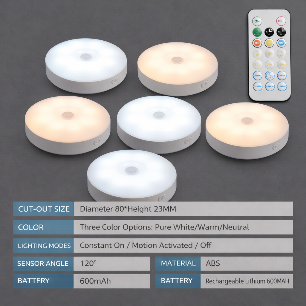 6 pcs（6 light + 6remotes）
