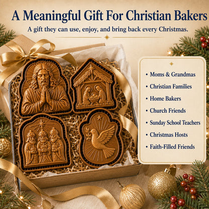 ✝️ Faith & Nativity Christmas Mini Pie Mold Collection | Reusable Embossed Molds for Shaping Detailed Praying Jesus, Nativity Stable and so on Pies🥧✨