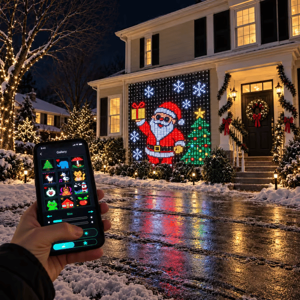 ✨ Turn Your Balcony Into A Giant LED Light Show! 🎄 Smart 400 LEDs Animated Mesh Screen 🎆📱