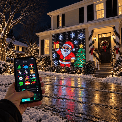 ✨ Turn Your Balcony Into A Giant LED Light Show! 🎄 Smart 400 LEDs Animated Mesh Screen 🎆📱