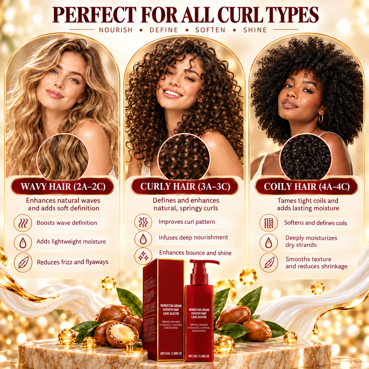 ❤️Argan & Avocado Curl Defining Leave-In Cream⏳