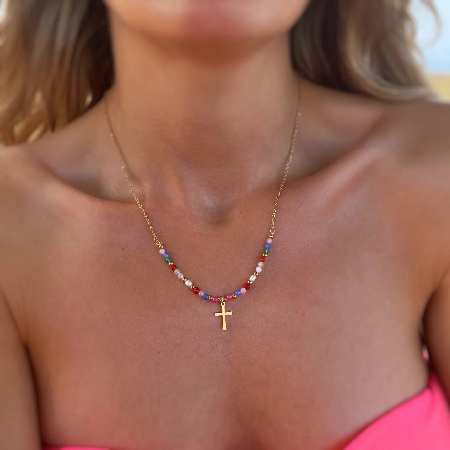 ✝️ 66% OFF Today Only🎁 Beaded Cross Necklace – Faith & Protection