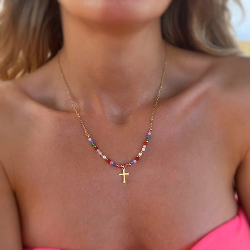 ✝️ 66% OFF Today Only🎁 Beaded Cross Necklace – Faith & Protection