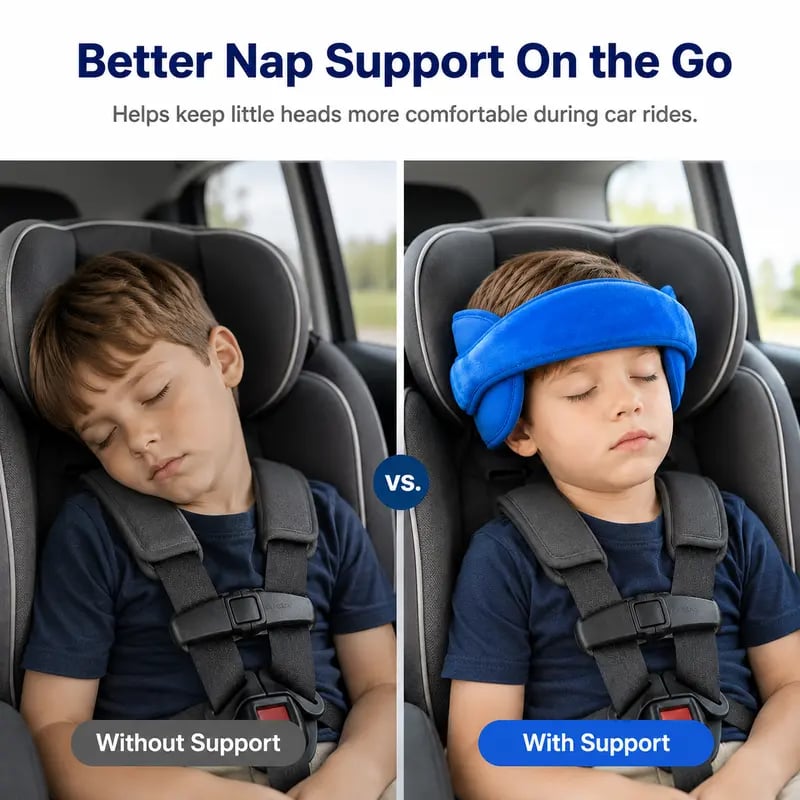 😴 Kids Car Seat Head Support Strap | Toddler Sleep Head Stabilizer for Car Travel
