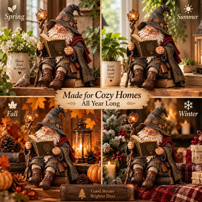 🎉🧙‍♂️ The Wandering Scholar Gnome – Enchanted Reading Wizard Figurine