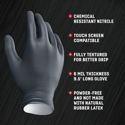 (100PCS) Nitrile Exam Gloves, Black Latex Free Powder Free Disposable Gloves for Medical, Cooking, Cleaning, and Auto repair, etc.