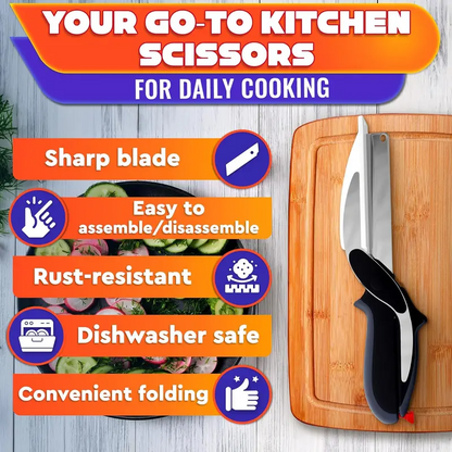 ⚡50K+ SOLD - 2-in-1 Kitchen Scissors with Built-in Cutting Board