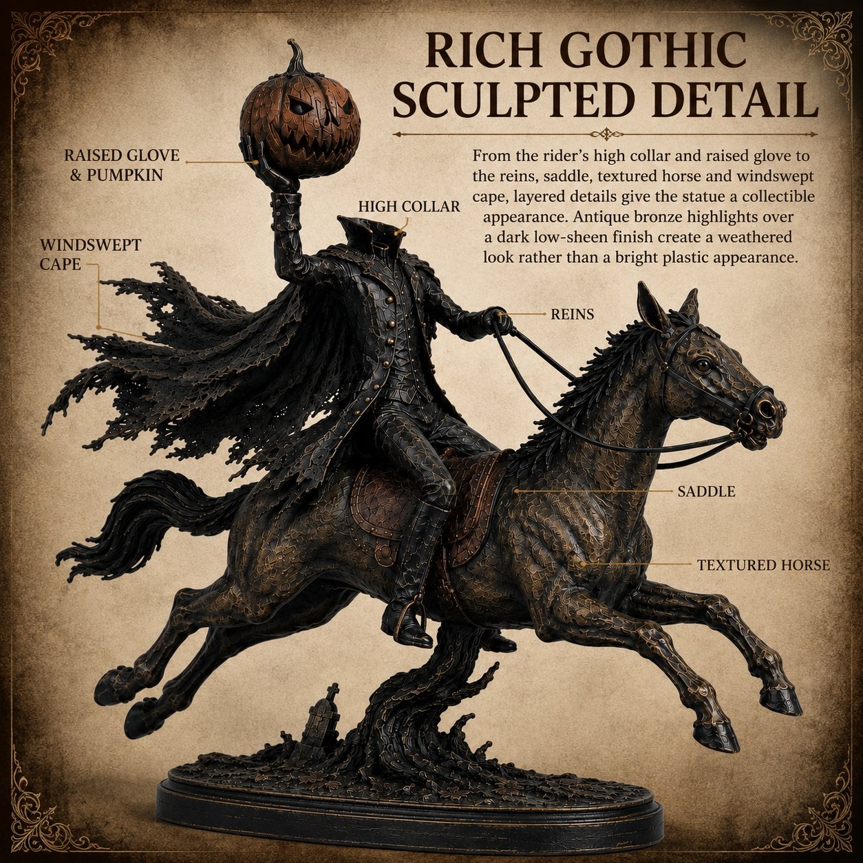 🎃🏇Midnight Chase Headless Horseman Statue | Awaken the Legend of the Hollow(✨Same as the video)