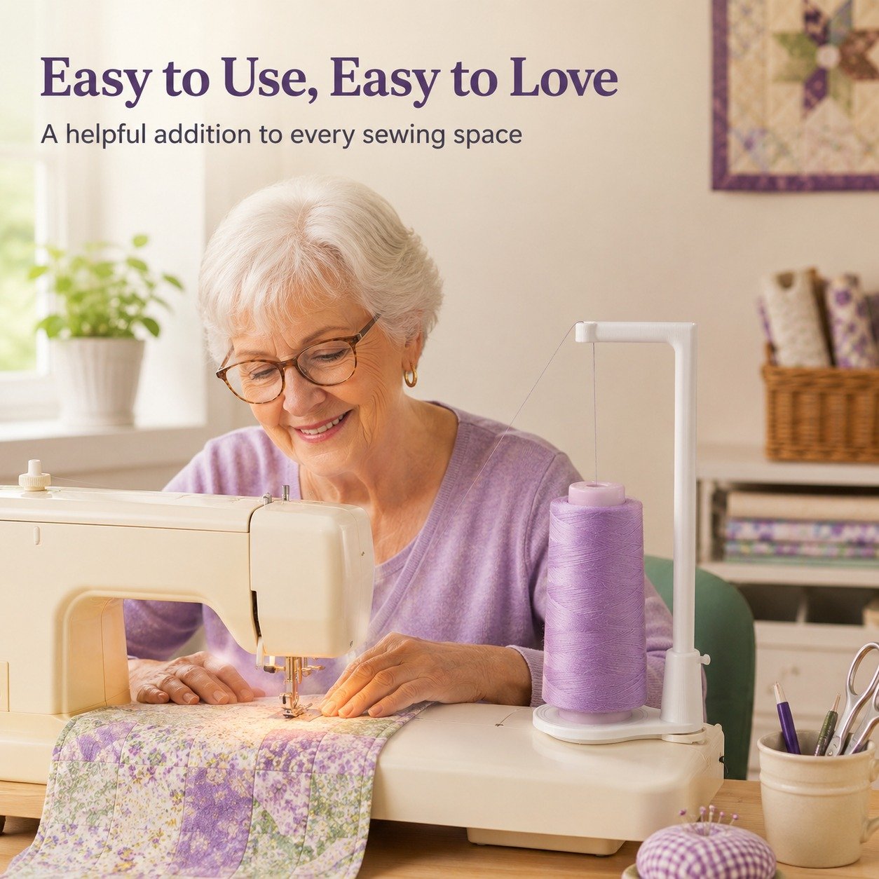 🔥LAST DAY 50% OFF -- 🧵Large Capacity Thread Spool Stand🪡(Compatible With Most Sewing Machines In US Markets)