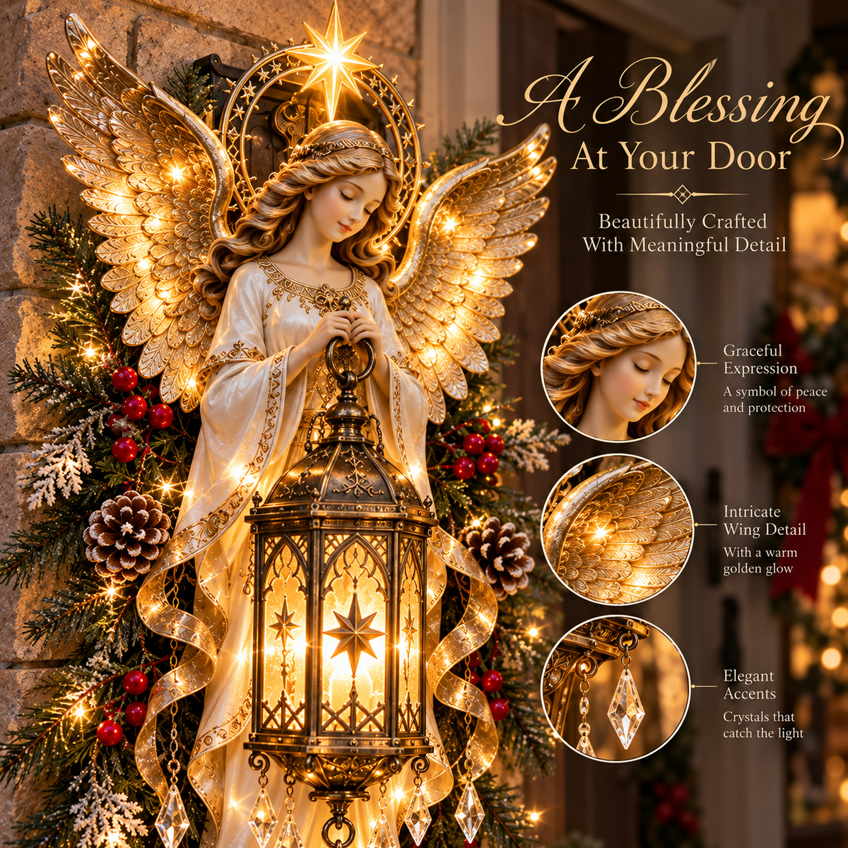 ✨ Angel Blessing Christmas Porch Light – A Warm Glow of Faith for Your Home