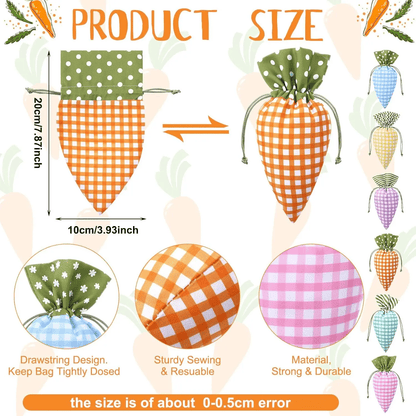 8/12/24Pcs Easter Carrot Drawstring Bags, Candy Gift Bags for Party & Egg Hunt