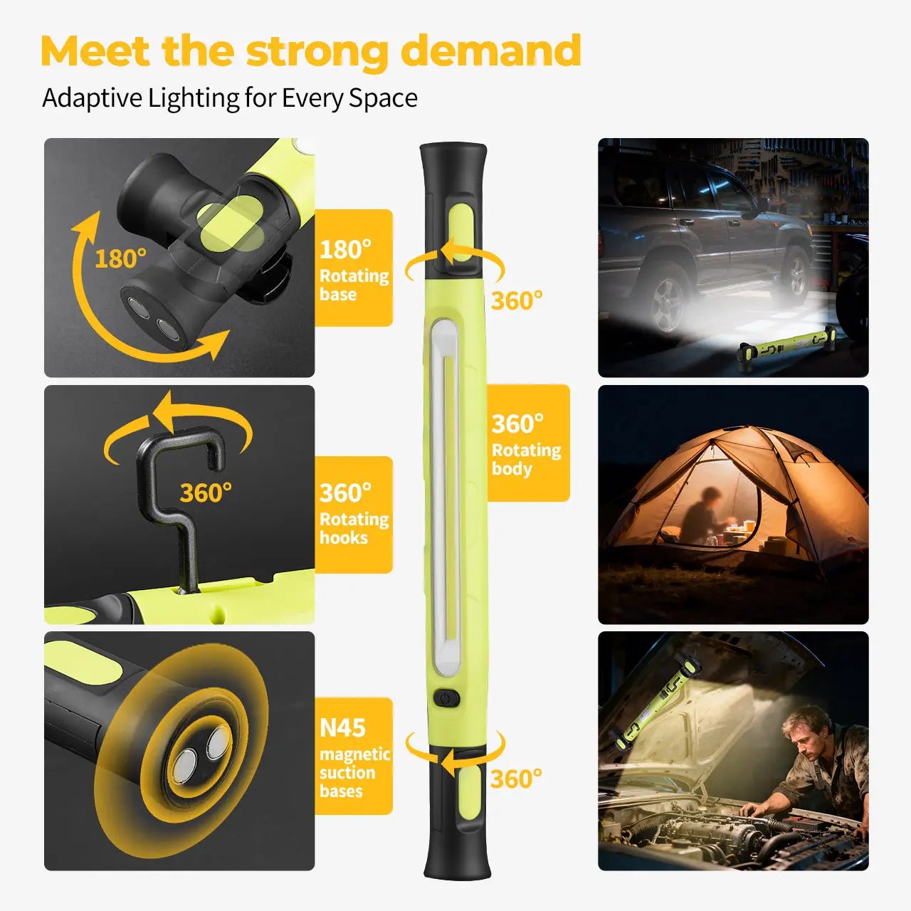 🎁 Father's Day Sale 49% OFF | 3000LM LED Magnetic Work Light Bar • 5200mAh Cordless • Hooks & Magnetic Base 🔧