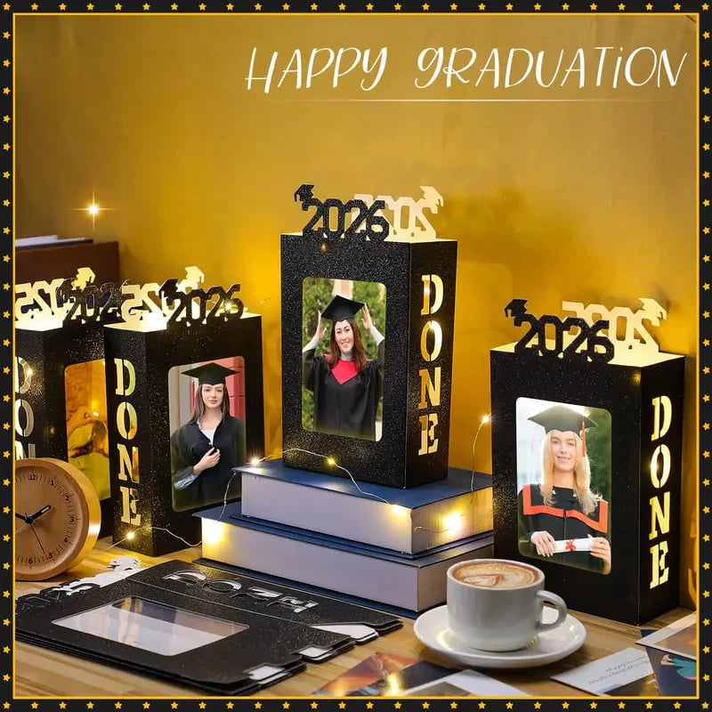 🔥Last Day 49% OFF - 4/8Pcs Graduation Centerpieces for Class of 2026 Fit 4x6in Photo | Fillable Picture Box
