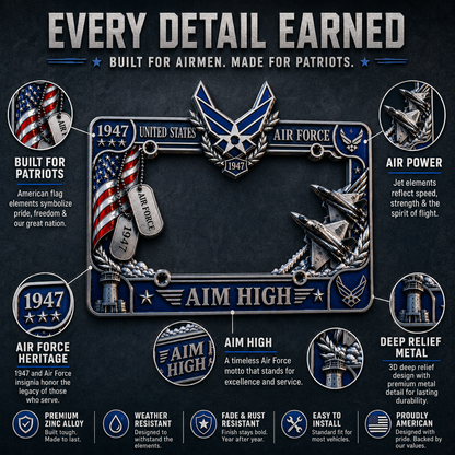 🔥 Last Day 49% OFF - U.S. Air Force “Aim High” License Plate Frame ✈️