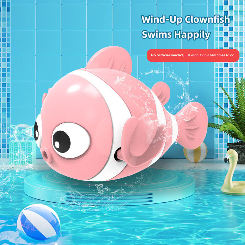 🐟🪸Baby bath clownfish wind-up toy for bathing, children's chain toy for water play