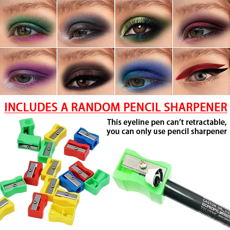 💧12-Pack Waterproof Colored Gel Eyeliner Pencil – Metallic & Shimmer Finishes, Smudge-Proof(Pencil sharpener color is random)