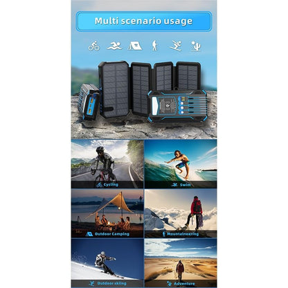 🎄20000mAh Solar Power Bank with Foldable Panels, Wireless Charging & LED Flashlight