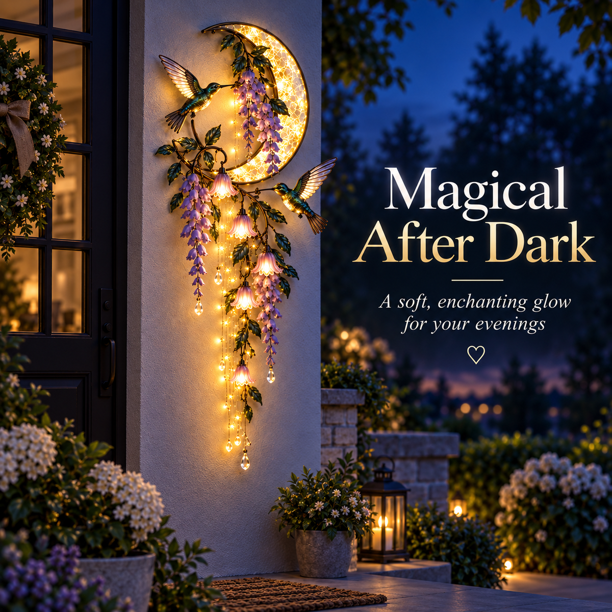 🐦🌸 Hummingbird Moonlight Cascade™ – Lighted Wisteria Wall Decor