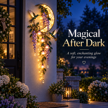 🐦🌸 Hummingbird Moonlight Cascade™ – Lighted Wisteria Wall Decor
