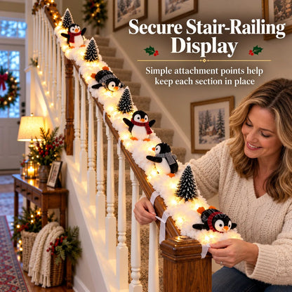 🔥Buy 2 Get 20% OFF🔥Playful Penguin Snowy Stair Railing Decor