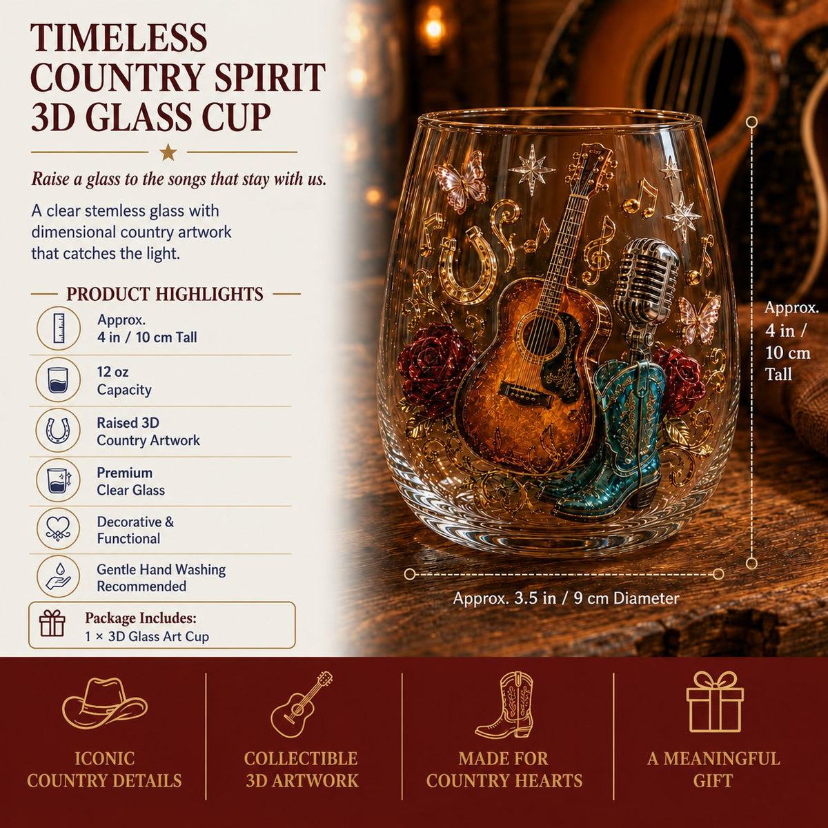 🤠 Queen of Country 1946–2026 3D Glass Collection | 8 Dolly-Inspired Country Designs with Raised Guitars, Butterflies, Boots, Florals & Vintage Music Details 🎸✨