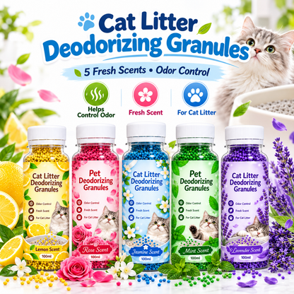 ⏰🏠Cat Litter Deodorizing Granules – Easy Sprinkle-On Odor Control in Five Fresh Scents 🌿🍀