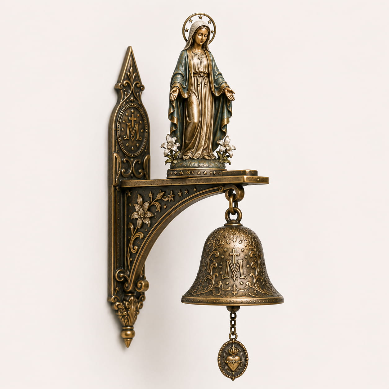✨ Our Lady of Grace Bronze Miraculous Medal Wall Bell  🙏
