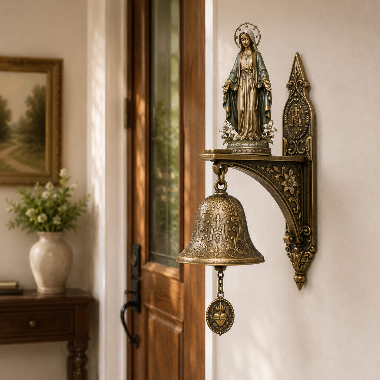 ✨ Our Lady of Grace Bronze Miraculous Medal Wall Bell  🙏