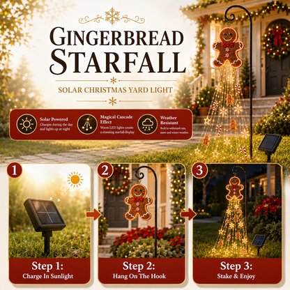 🍪 Gingerbread Starfall™ Solar Christmas Yard Light