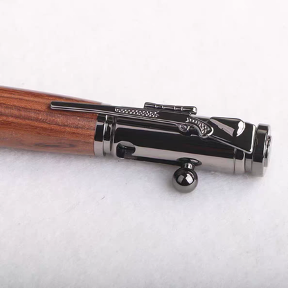 Handcrafted Bolt Action Bullet Pen with Solid Wood & Authentic Shell Casing