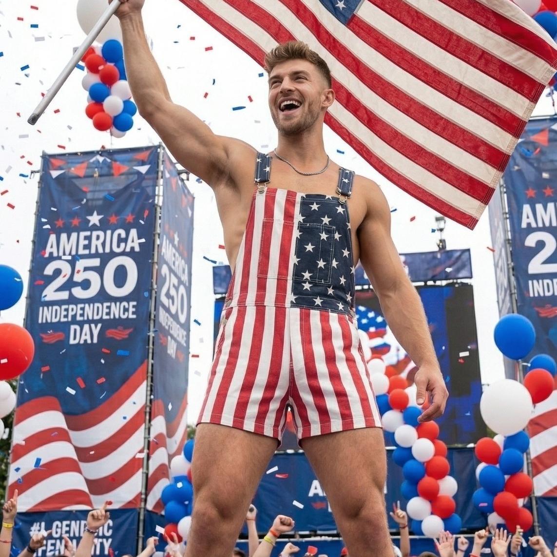 4th of July Comfortable Stretch American Flag Overalls for Men and Women - Memorial Day Coveralls USA Patriotic Gifts