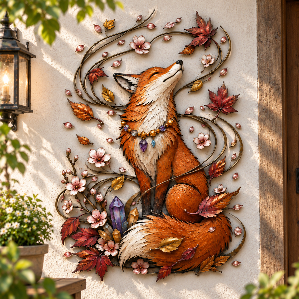 Enchanted Autumn Fox Metal Wall Decor