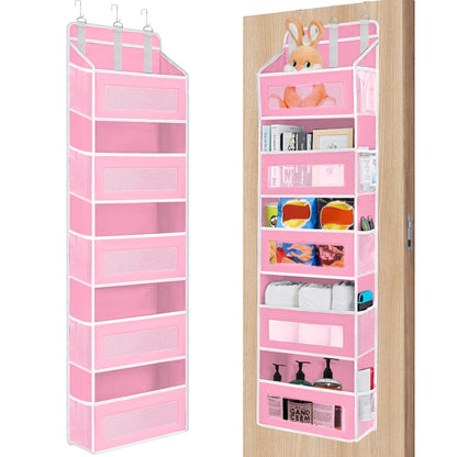 Over The Door Organizer Storage 6 Tier Hanging Organizer with 6 Large Pockets Clear Mesh Side Pockets Anti Tilt Design 44 lb