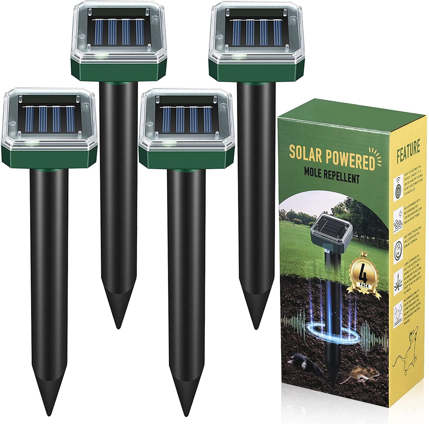 Upgraded 7000ft🔥Solar Power Ultrasonic Gopher Mice Mole Pest Snake Repellent