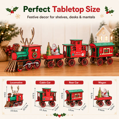 🎄LAST DAY 50% OFF – DIY Christmas Wooden Train Set 3D Assembly Puzzle Kit🚂