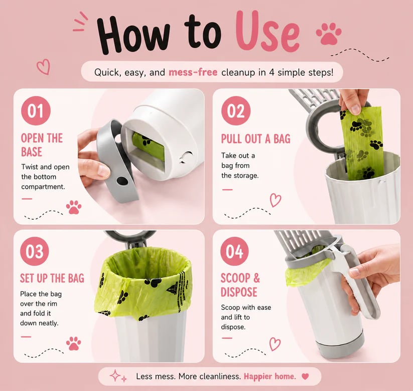 All-In-One Portable Cat Litter Scoop with Built-In Waste Bag Storage 🐱💩
