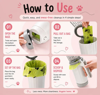 All-In-One Portable Cat Litter Scoop with Built-In Waste Bag Storage 🐱💩