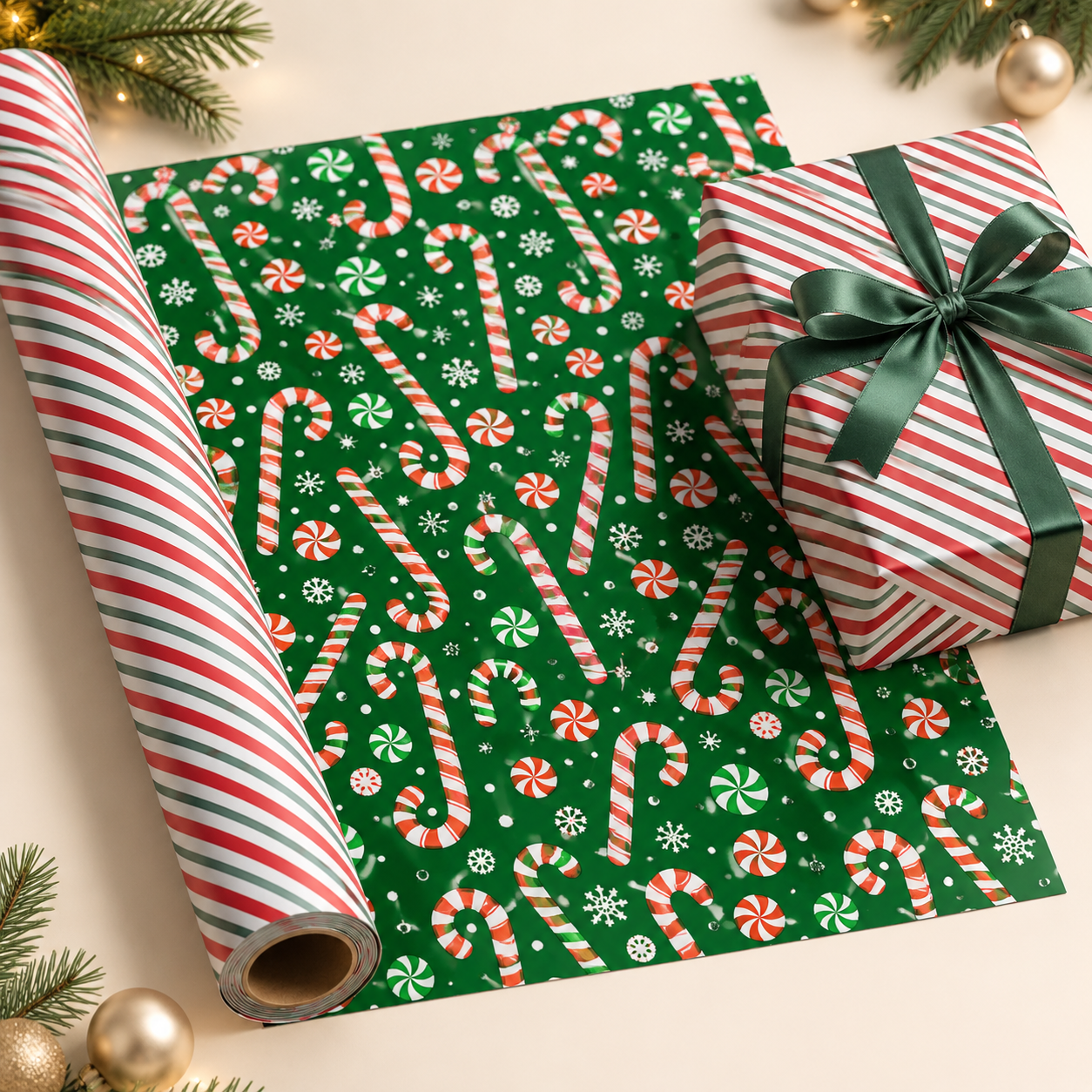 🎄Vintage Christmas gift wrapping Kraft paper, 43cm x 5 m Recyclable Kraft