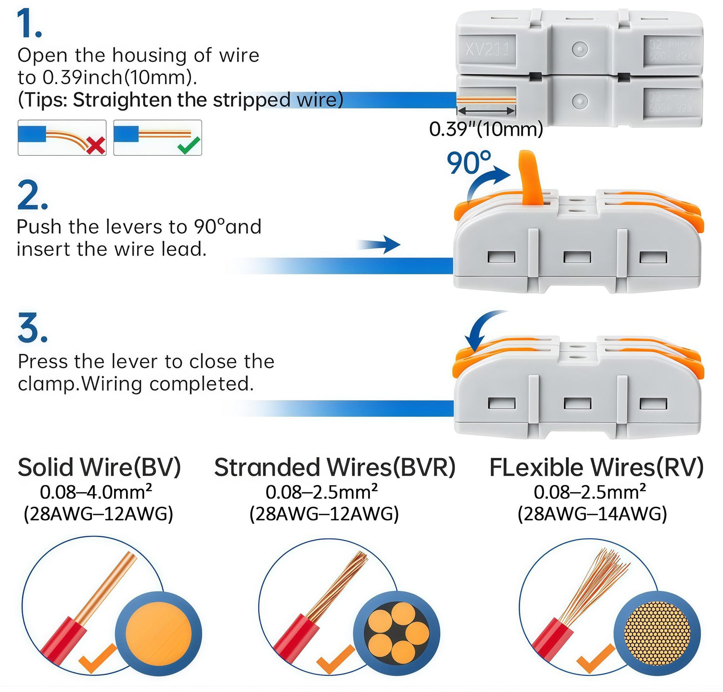 Universal Quick Lever Electrical Wire Connectors (24-12 AWG) Assortment (30/60Pcs)