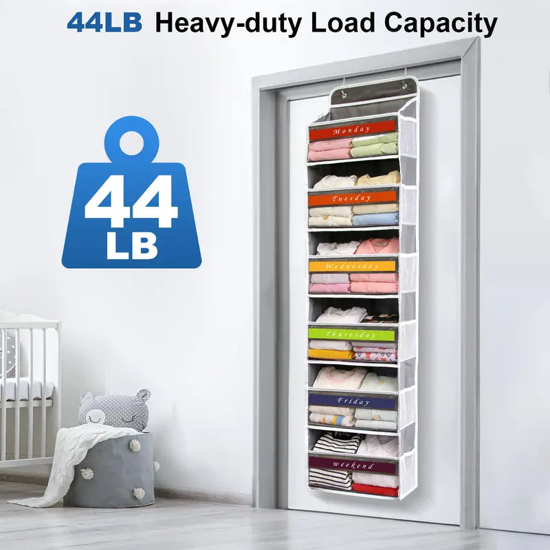 Over The Door Organizer Storage 6 Tier Hanging Organizer with 6 Large Pockets Clear Mesh Side Pockets Anti Tilt Design 44 lb