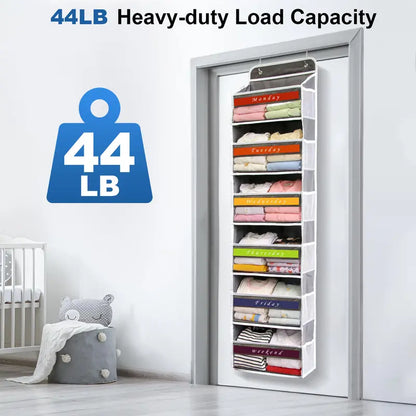 Over The Door Organizer Storage 6 Tier Hanging Organizer with 6 Large Pockets Clear Mesh Side Pockets Anti Tilt Design 44 lb