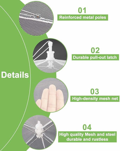 Large Food Cover,17"x17",White Nylon Covers,Pop-Up Umbrella Screen Tents,Patio Net for Outdoor Camping, Picnics, Parties,BBQ,Collapsible and Reusable