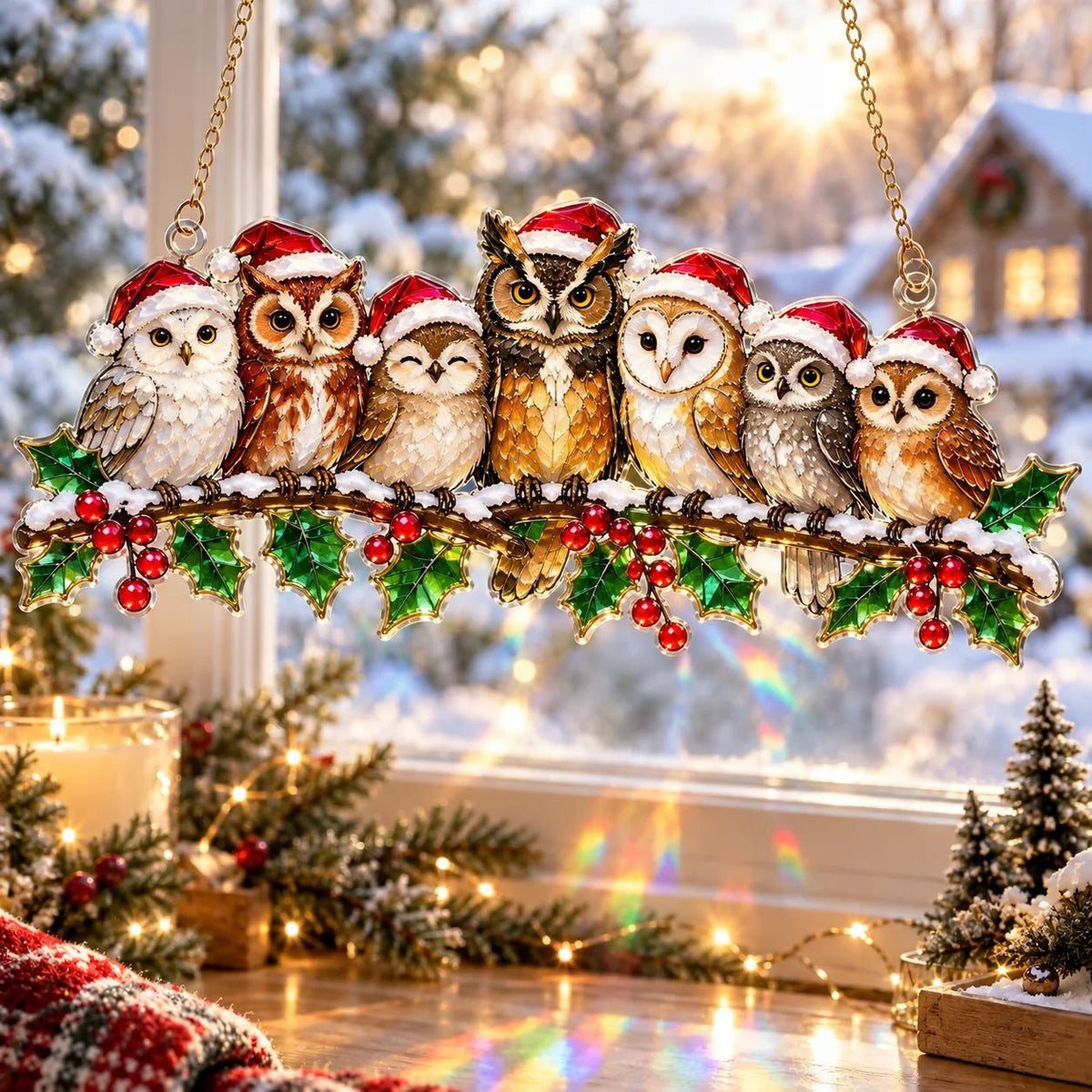 ✨ Whimsical Winter Suncatchers(11 types) | Shatterproof "Stained-Glass" Window Hangings 🎄