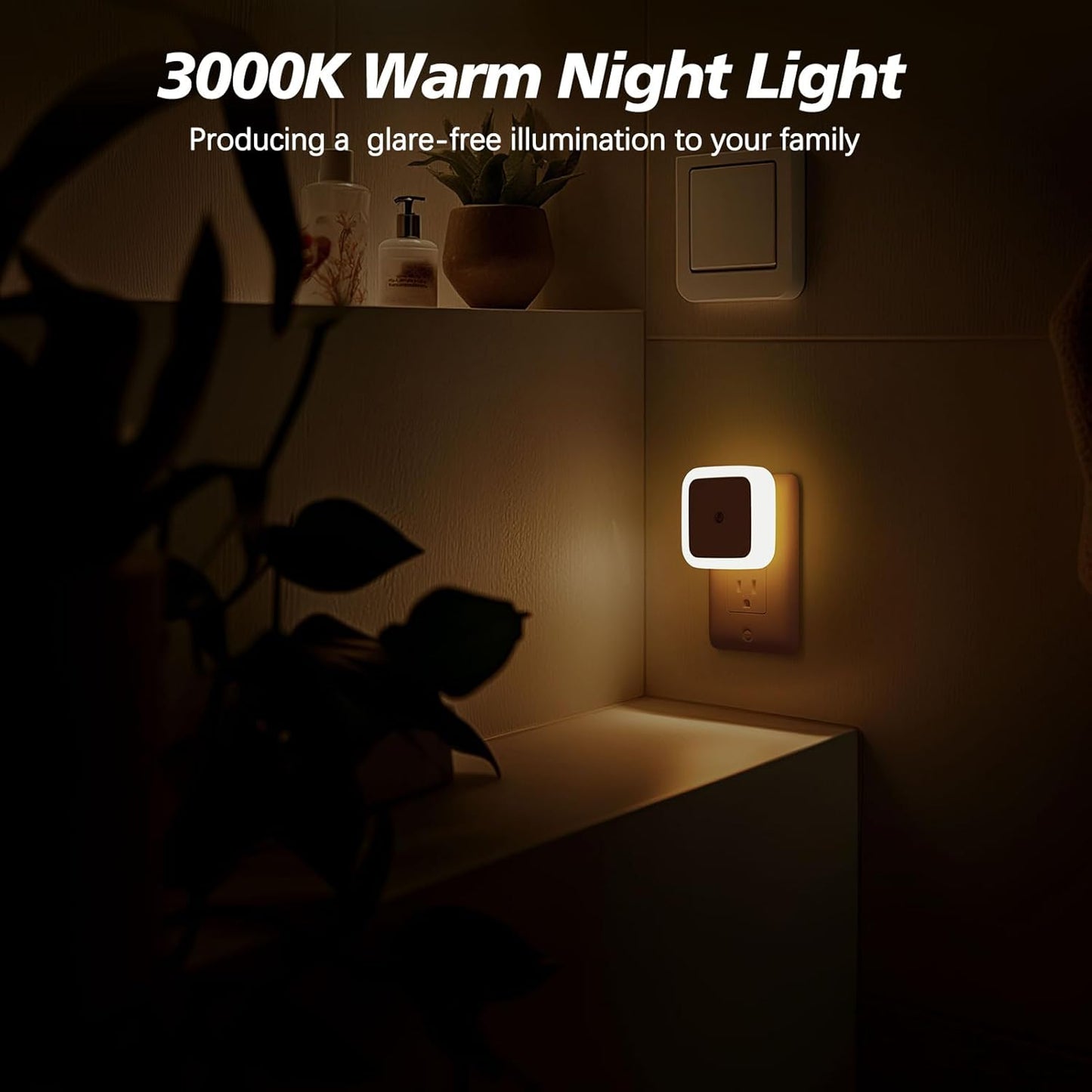 6pcs Night Light, Night Lights Plug into Wall , Nightlight Plug in Night Lights, Dusk to Dawn Night Lamp Led Night Light for Bedroom, Bathroom, Hallway Warm White