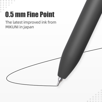 🔥6Pcs 0.5mm Black Retractable Gel Pens, Quick Dry Fine Point