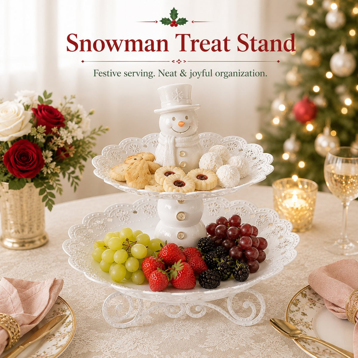 Christmas Tree Two-Tier Serving Stand