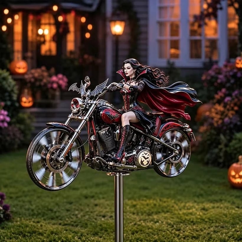 Vampire Queen Halloween motorcycle garden spinner