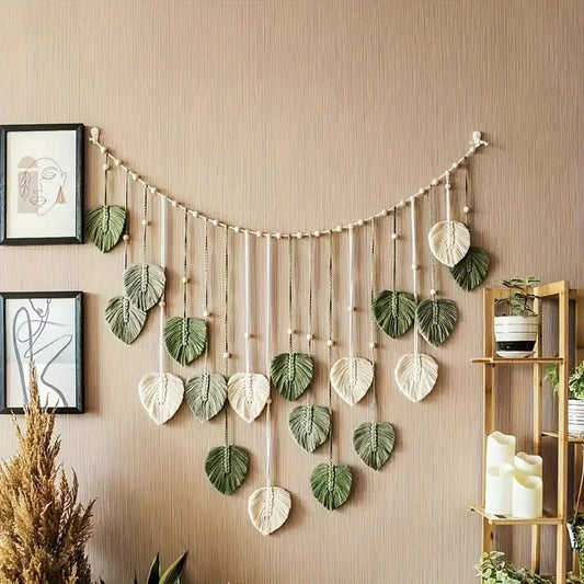 Bohemian macrame leaf wall hanging